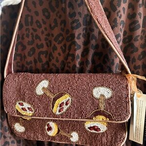 Beaded Brown Embellished Shoulder Bag Espresso Martini